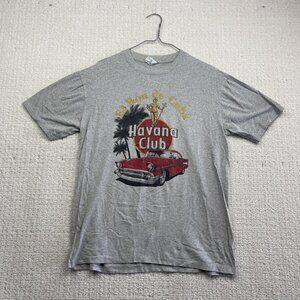 Vintage Havana Club Graphic Print Grey T Shirt Men Sz L Rhum Promo Merch Cuba